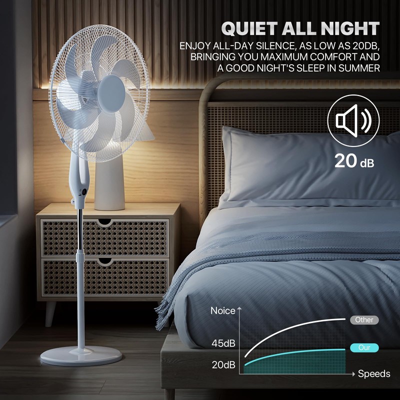 mollie Oscillating Pedestal Fan with Remote Control 12H Timer Portable