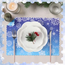 Glenmal 120 Winter Snowflake Paper Placemats Winter Wonderland Decorations Blue and Purple Snowflake Disposable Placemats for Christmas Holiday Birthday Party Supplies Decorations, 10 x 14 Inch
