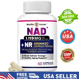 NuvitaGarden Nicotinamide 300MG, NAD+ Supplement with NR 150mg Complex NAD Anti-Aging 60 caps