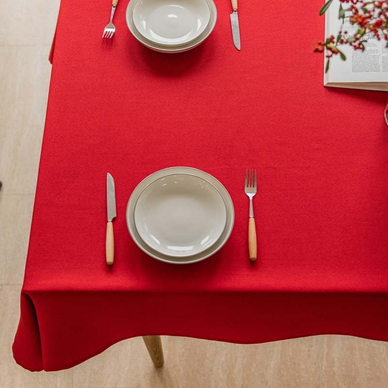 Home Brilliant Red Table Cloth for 6 to 8 Seats