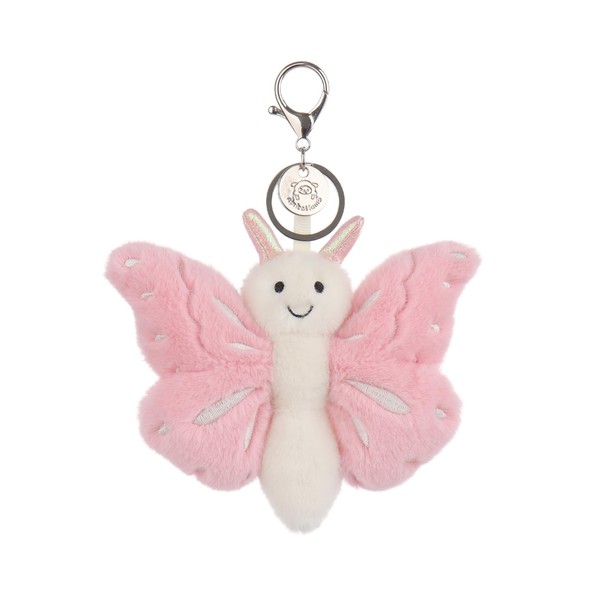 Apricot Lamb Pink Butterfly Soft Cuddly Keychain, Plush Toys Stuffed