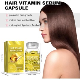 Hair Vitamins Cápsulas Para El Cuidado Del Cabello, 30 Cabello Vitamina Serum Mascarilla Capilar Suero Acondicionador Con Aceite De Jojoba, Previenen La Caída Del Cabello Y Mejoran El Brillo, Mejoran La Sequedad Y El Encrespamiento (Amarillo)