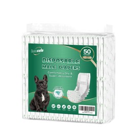 IMMCUTE Male Dog Wraps 50 Ct, Medium Size, Male Dog Diapers Disposable, Super Absorbent Leak-Proof Doggy Diapers,Belly Bands for Male Dogs with Wetness Indicator, Ideal for Indoor, Outdoor