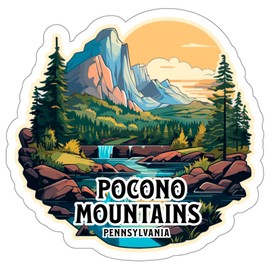 Pocono Mountains Pennsylvania Sticker Travel Weatherproof Souvenir Decal Vinyl Small Waterproof for Water Bottle Mug Passport Notebook Laptop Computer Phone Car Stickers Size 4" ID44990