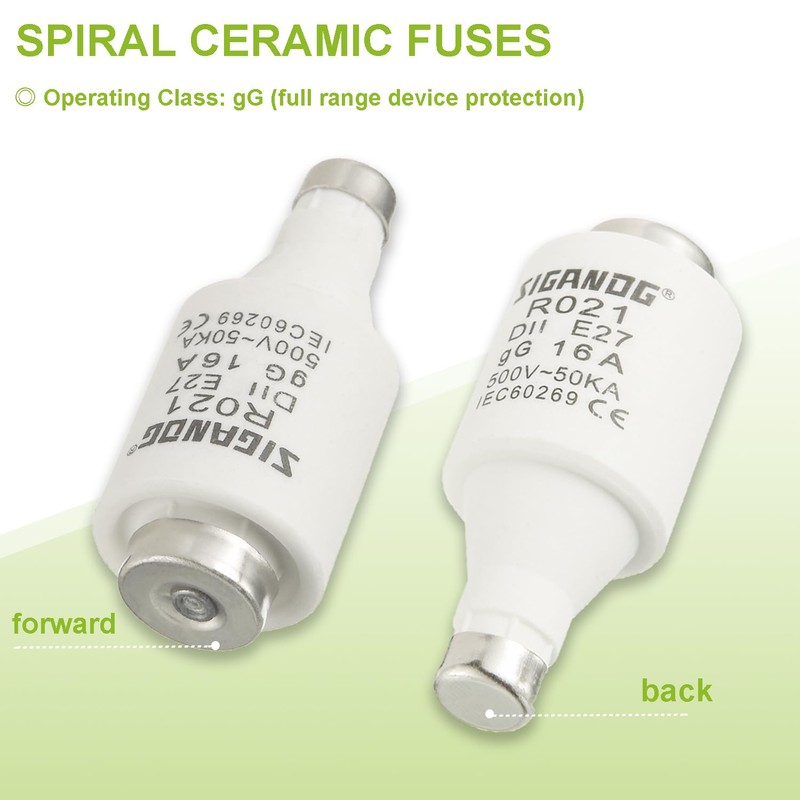 SIGANDG 16A DII E27 R021 Spiral Ceramic Fuses gG Diazed
