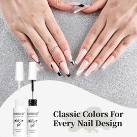 JODSONE Nail Art Gel Liner 2 Colors White Black Gel Nail polish Need U V Lamp Cured with Thin Brush at Home Salon Design