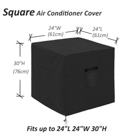 OCTOXEQA Air Conditioner Covers for Outside Units 24x 24x 30 Inches, Waterproof Winter AC Cover for Outdoor Unit, Square Furniture Universal Cover for American Standard - Black