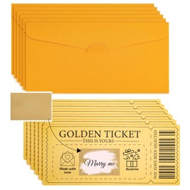 6PCS Golden Ticket Scratch-off Cards with Envelopes Golden Ticket Surprise Scratch Off Card Reveal Surprise Ticket for Writing Special for Birthday, Gifts for Girlfriends,Wives,Valentine's Day Cards