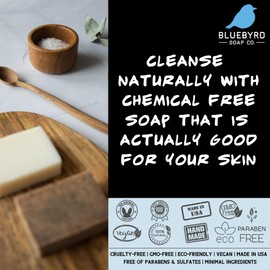 Bluebyrd Mint Bar Soap 5 Pack - Exfoliating Handmade Soap w/Dry Mint Leaves - All Natural for Men - Face & Body: Eucalyptus, Spearmint, Peppermint (Mint)