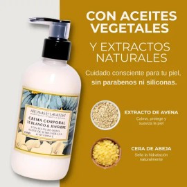 Crema Corporal Hidratante de Té Blanco y Jengibre con Vitamina E para Piel Suave
