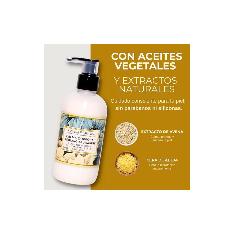 Crema Corporal Hidratante de Té Blanco y Jengibre con Vitamina