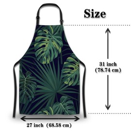 Olikked Kitchen Aprons for Men Dark Tropical Jungle Plants Apron for Men for Cooking Restaurant BBQ Painting Crafting Gardening 27” (W) x 31” (H), Waterproof Apron
