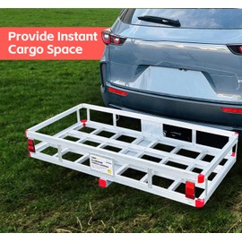 MaxxHaul Aluminum Cargo Carrier with Hitch Tightener Trailer Hitch Mount for RV Truck SUV Van Car with 2" Receiver - 500 lb. Load Cap. 47.25" x 20.25 x 6 Inner Dims. 49" x 22" x 6" Outer Dims.