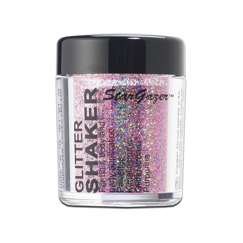 Stargazer Starlight Glitter Shaker, Pink Nebula. Cosmetic glitter powder for