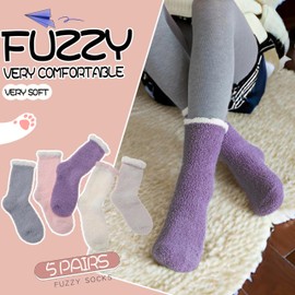 EBMORE Womens Fuzzy Socks Soft Fluffy Cabin Warm Cute Cozy Winter Christmas Slipper Socks (Multicolored)