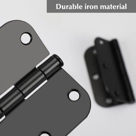 Noise-Free Interior Door Hinges Matt Black 3.5 Inch with 5/8" Radius Corner Black Steel Removable Pin, 24 Pack