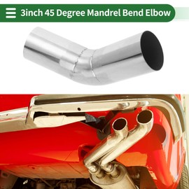 Motoforti 45 Degree Mandrel Exhaust Pipe DIY Custom Car Modified Exhaust Pipe Tubing Piping 76mm / 3" OD 150mm / 5.91" Length T316 Stainless Steel Silver Tone
