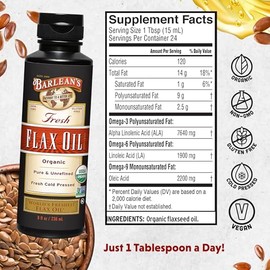 Barlean's Organic Oils Fresh Flax Oil, 12 Ounce by Barlean's Organic Oils