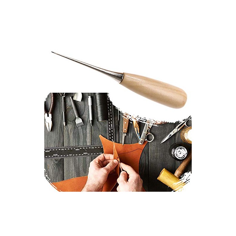 Handmade Wooden Handle Awl - Metal Slotting Tool - Pointed