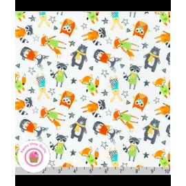 Robert Kaufman Kaufman NEIGHBORHOOD PALS 19652 1 Animals FOREST Quilt Fabric Children's - By the Half-Yard