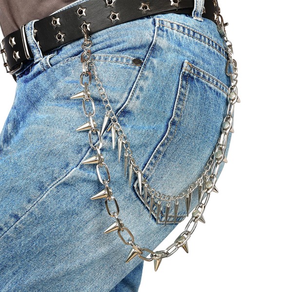 MILAKOO Spiked Studded Pants Belt for Women Men Biker Hip