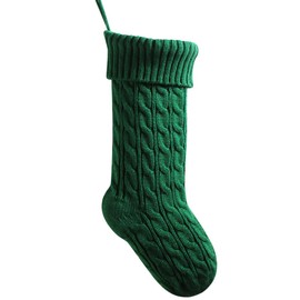meioro 18 Inches Christmas Stockings, Large Size Cable Knitted Xmas Stocking for Kids, Fireplace Hanging Stockings for Christmas Holiday Party Decoration (Green)