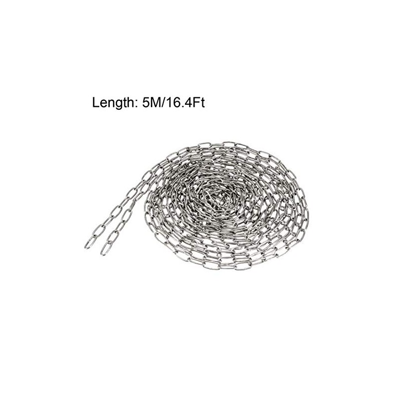 sourcing map Stainless Steel 304 Hardened Proof Coil Chain 5m