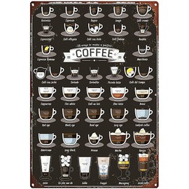 Funny Tin Sign Sign for Home 44 Types of Coffee Drinks to Know & Care About Friedcoffee Bar Cafe Living Room Kitchen Home Decoration 8x6 Inches