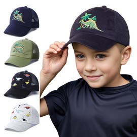 YANWANG Baby Baseball Cap Breathable Adjustable Toddler Sun Hat Dinosaur Solid Colour Hats for Children Boys Girls, Navy Dinosaur, 1 - 2 years