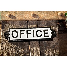 Antikas - Sign Iron Cast Iron "Office" Office Study Antique Door Nostalgia Room