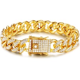 Roheafer Cuban Link Chain Iced Out Chain Cuban Chain 13 mm Miami Cuban Chain Gold Silver Necklaces Chain Diamond Chain Hip Hop Jewellery Gift for Boys, Lead, alloy, Cubic Zirconia