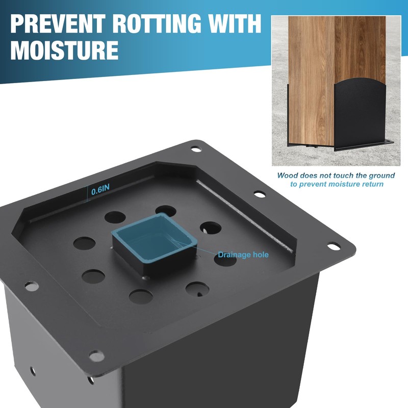 Post Base 4 Pcs, 6"x 6" (Inner Size 5.6"x5.6") Wood
