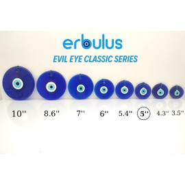 Erbulus 5" Glass Blue Evil Eye Wall Hanging Ornament - Evil Eye Decor - Turkish Handmade Nazar Amulet - Home Protection Charm - Evil Eye Wall Decor Amulet in a Box