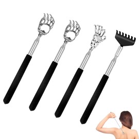 4 Stück Rückenkratzer Edelstahl Rückenkratzer Teleskop Kratzhand Rückenkratzer Ausziehbar für Kopf und Rücken Massage