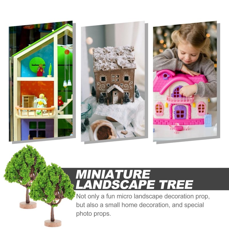 NUOBESTY 2pcs Mini Model Trees Train Scenery Miniature Trees Fake