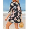 Women's Kimono Cover Up Floral Print Short Sleeve Lightweight Cardigan