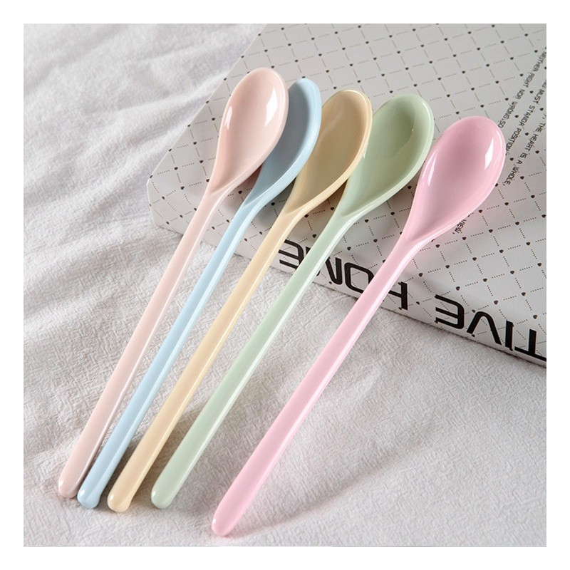 Pack of 5 plastic spoons, long spoons, plastic egg spoons,
