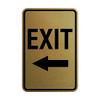 Signs ByLITA Portrait Round Exit Left Arrow Sign with Adhesive