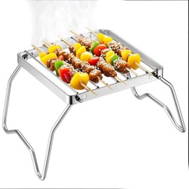 Folding Cooking Grate, Camping Grill, Portable Stainless Steel Grill Grate, Foldable Camping Grill, Easy Folding Cooking Accessories for Camping, Hiking, Picnic, Outdoor Barbecues