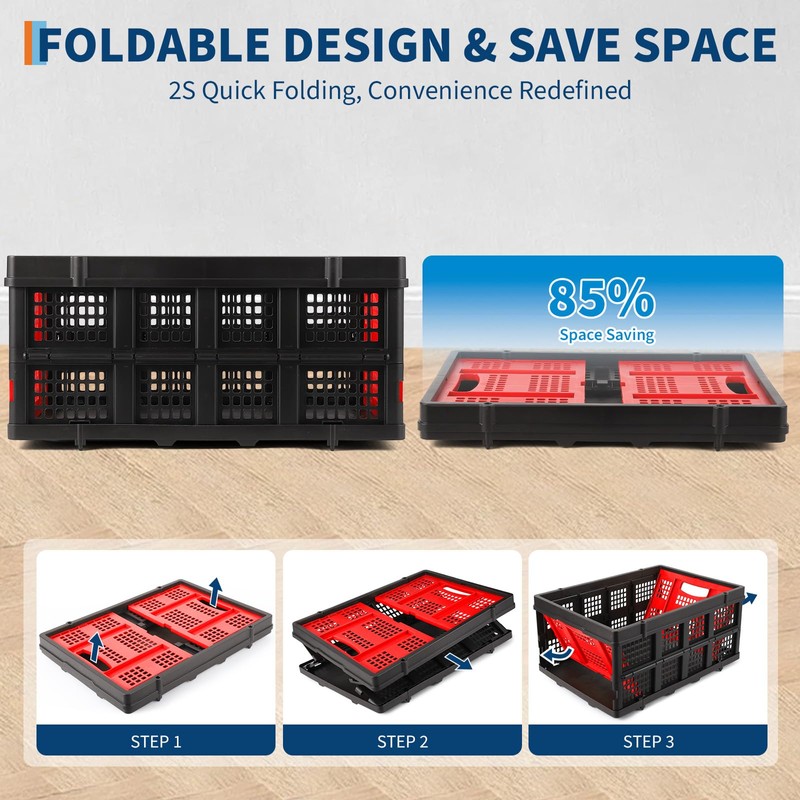 Collapsible Milk Crate, 14.5 Gallon Stackable Heavy Duty Plastic Storage