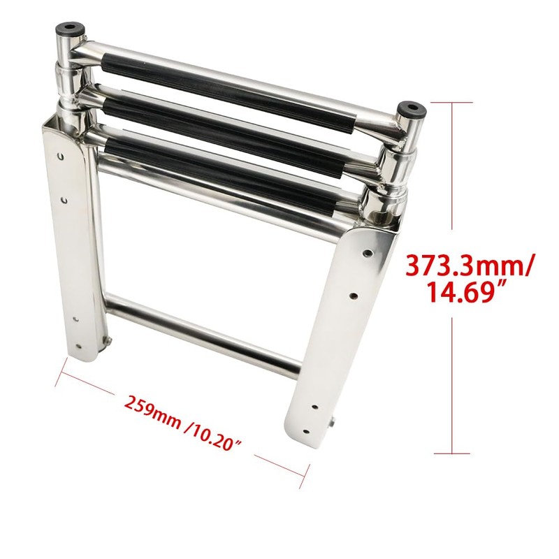 3-Step Under Platform Telescoping Slide Mount Boat Boarding Ladder Stainless