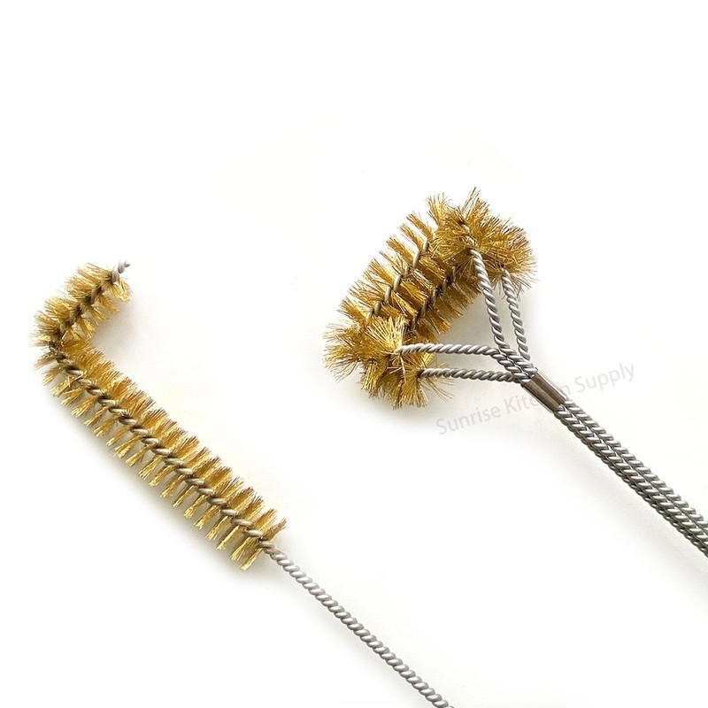 SUNRISE Fryer Brush with Long Handle (Brass, L, Double Brush,