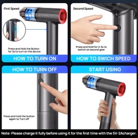 PocketDuster 2-in-1 Compressed Air Duster and Mini Vacuum Cleaner with 150000 High RPM Powerful Brushless Motor for Desktop, Keyboards, Laptop, Dryer, Electronics