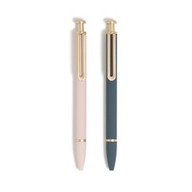 U Brands Monterey Ballpoint Pens, Set of 2, Dark Slate Gray and Blush Pink With Gold Details, Bold (1.0 mm) Point, Black Ink