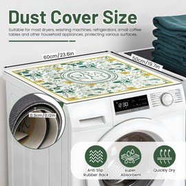 Floral Washer and Dryer Covers for this Top, Dust Proof Washer Dryer Top Protector Mat, Anti-Slip Laundry Topper for Washer and Dryer, Washing Machine Top Cover Home Decor Kitchen Room (Colorful)