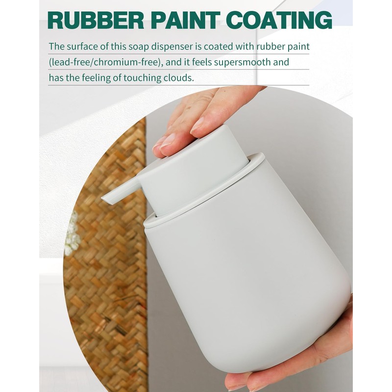 Bosilunlife Foaming Soap Dispenser - Beige Grey Ceramic Soap Dispenser