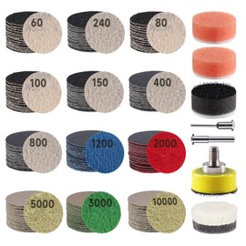 187 Pieces 1 Inch Sanding Disc, GOH DODD Hook and Loop Sanding Pads 60 to 10000 Wet Dry Sandpaper with 1/8" 1/4” Shank, Backing Pad, Polishing Pads and Interface Pad for Drill Grinder Rotary Tools