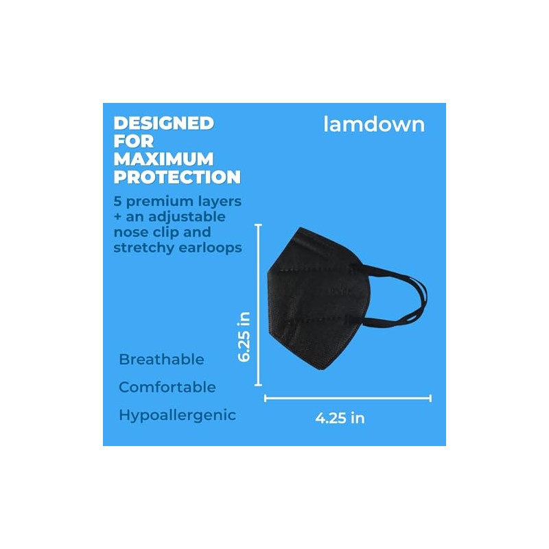 (50-Pack) KN95 Face Masks, Individually Wrapped, Premium Disposable Dust Mask,