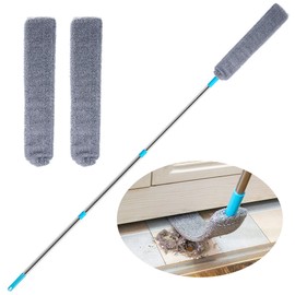 Retractable Gap Dust Clean Under Appliance Microfiber Duster Dust Cleaning Brush with Extendable 3 Pole (31.5''-59.1''),Bendable Removable Washable Gap Dust Cleaner for Sofa Bed Furniture Bottom