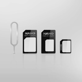Cable Technologies SIM Card Adapter Kit for All Smartphones and Tablets, 4 in 1 + Puller, Nano Sim-Nano SIM Adapter Nano SIM Adapter